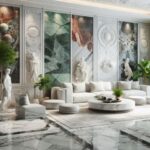 Big Black Flower Marble Inlay Floor