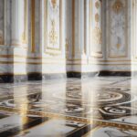 Big Black Flower Marble Inlay Floor