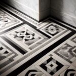 Big Black Flower Marble Inlay Floor