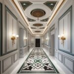 Big Black Flower Marble Inlay Floor