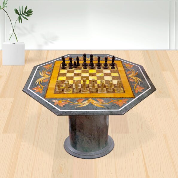 Product Specifications: Size: 36″ x 36″ Inches Color: Green Shape: Octagonal   Thickness: 10-20 mm Used Material: Marble & other Precious stone